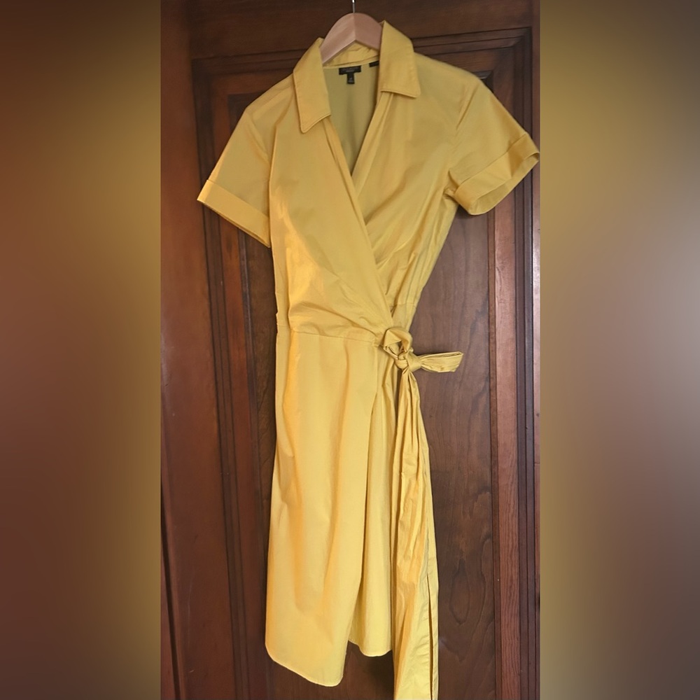 Talbots Sunny Yellow Wrap Midi Dress